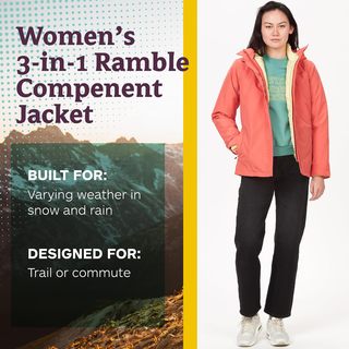  Marmot/土拨鼠 防水透气 女士冲锋衣 可拆卸内胆 抓绒