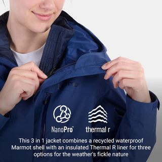  Marmot/土拨鼠 防水透气 女士冲锋衣 可拆卸内胆 连帽 暮光蓝 - 最新系列 X-Large