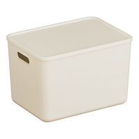 稻草熊 加厚 塑料收纳盒 带盖 奶白大号带盖18L 2个装【35*25*20.5】