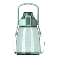 cille/希乐 防摔 塑料水杯 吸管 蓝绿1.1L(透明款) 1L以上