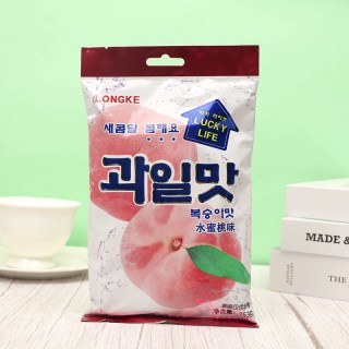  龙客 水果味 水果糖 蜜桃味糖果153g*3袋【约90颗】