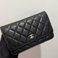 CHANEL/香奈儿 金扣颗粒压花 女士链条包 AP0250 Y01864 C3906