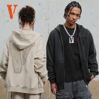 VLONE 大logo系列 连帽开衫拉链卫衣 VLZH25001黑色 S