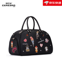 Cerebro 斯巴诺 新款高尔夫球衣物包女 时尚刺绣鞋包手提 黑色(现货秒发，顺丰到家)