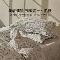 罗莱生活 罗莱家纺 100%纯棉A类抗菌床上四件套全棉被套床单 1.8米床220*250 灰色