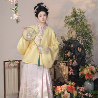 重回汉唐 玄凤瑶原创直领对襟袄背云改良明制汉服女款成人冬装 白色背云/预售