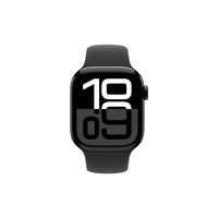 Apple Watch Series 10 智能手表 GPS款 42mm 银色铝金属表壳 丹宁色橡胶表带 S/M