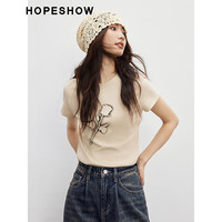 HOPESHOW/红袖 玫瑰印花 女士短袖T恤