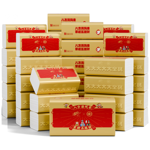 清风 抽纸 丝柔4层80抽*32包M码