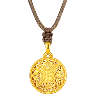  3DG Jewellery/金至尊 福气 黄金吊坠 织绳