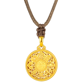  3DG Jewellery/金至尊 福气 黄金吊坠 织绳