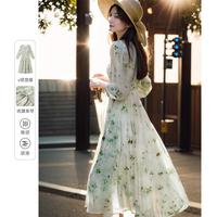 限尺码：梵希蔓 女士优雅淑女V领碎花连衣裙 春夏款轻薄舒适透气A字裙
