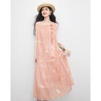 熙世界sllsky 熙世界 A字晕染女夏季立体花温柔显瘦连衣裙