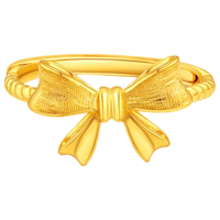  老庙黄金 蝴蝶结 女士足金戒指 约3.3g