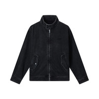 gxgjeans 真五折！美式刺绣牛仔夹克外套 黑色