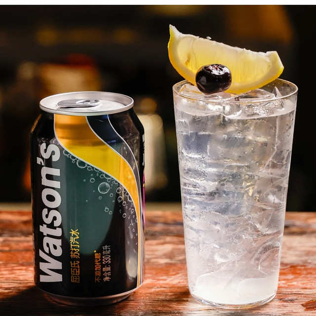 调酒DIY万能基底、88VIP：屈臣氏 臻选无糖混合苏打气泡水 200ml*35罐