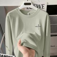 爱肯 100%棉长袖t恤男春季宽松时尚百搭休闲体恤舒适打底衫上衣