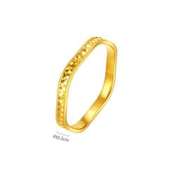 六福珠宝 【官补倒计时】黄金戒指 流动星河实心戒指 女款 计价 2.38g 11号