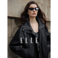 ELLE 高级感立领廓形 女士皮衣 S