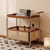  比梵 可移动 实木小推车