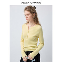 VEGA CHANG 羊毛打底衫女2026新款春季气质上衣针织衫 浅梨黄