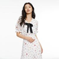  EICHITOO/爱居兔 可脱卸蝴蝶结结合木耳边设计 女士雪纺衫