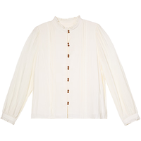  Betu/百图 荷叶领拼色纽扣设计 女士衬衫