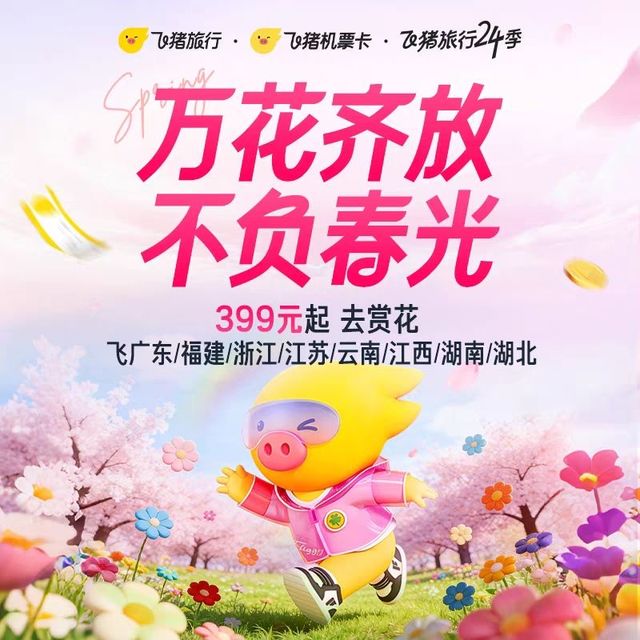 399元起飞全国多地·飞猪24节气卡·春分赏花特价机票