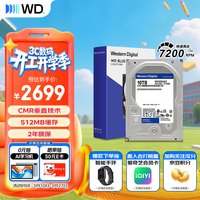 西部数据 WD）10TB  蓝盘3.5英寸 7200转 512MB SATA CMR垂直技术 WD100EAGZ AI硬盘