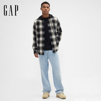  Gap/盖璞 拼接连帽 男士法兰绒衬衫 黑色 XS 美码 S亚洲码175/88A