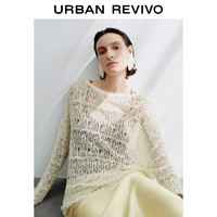  URBAN REVIVO 慵懒休闲 女士针织衫 浅黄 (偏宽松) S (XS-S)