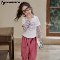  PEPCO/小猪班纳 假两件设计 女童T恤 XY1假两件T恤-白色 110 (身高95-105cm)