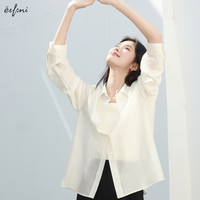 eifini/伊芙丽 通透飘逸肌理感 女士防晒衬衫 浅米色 XL 135-145斤
