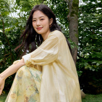 eifini/伊芙丽 通透飘逸肌理感 女士防晒衬衫 黄色 M 110-120斤