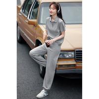  沫晗依美 休闲百搭 女士POLOT恤束脚裤套装
