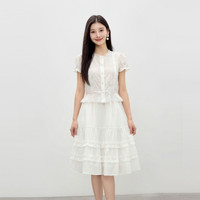  CHIU·SHUI/秋水伊人 莱赛尔蕾丝花纹 女士套装裙 光学白  套装 S/90-100斤