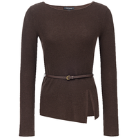 VERO MODA 含绵羊毛 女士针织衫 黑巧棕加花