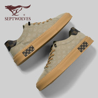  SEPTWOLVES/七匹狼 透气 男士板鞋 沙色【标准皮鞋码】 41