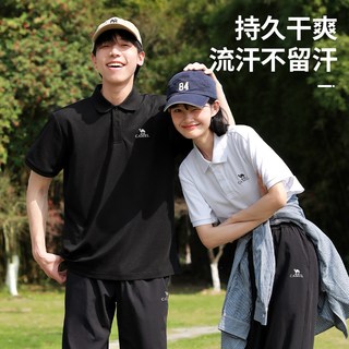  CAMEL/骆驼 吸湿速干透气 女士polo衫 【男女同款】幻影黑，M34BD03603