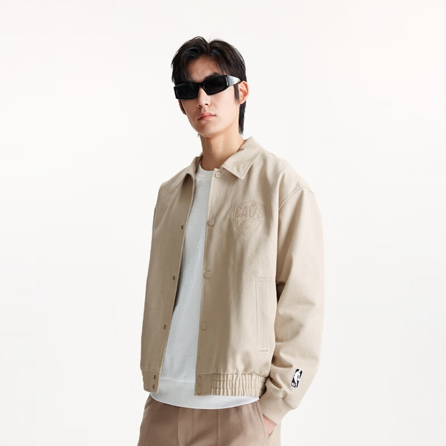 杰克琼斯 NBA 经典皮质贴纯棉夹克