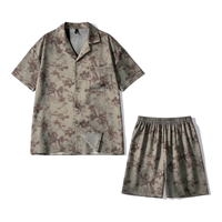  SNOWFLYING/雪中飞 缎面冰丝 男士睡衣套装 NSCBF-墨绿树叶-开衫款 【缎面冰丝】 L 【90-125斤】