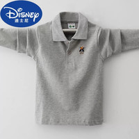 迪士尼 新款男童长袖T恤春秋装儿童纯棉 灰色 长·袖 150 20码 建议身高150厘米