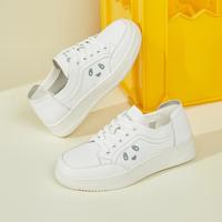 康奈 春秋款学院风厚底小白鞋百搭平底休闲板鞋系带运动鞋女鞋