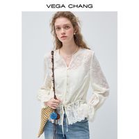 VEGA CHANG 设计感蕾丝 女士长袖衬衫 系绳