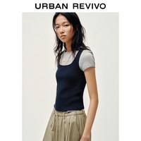 URBAN REVIVO 撞色小熊图案 女士T恤