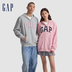 Gap 男女装字母logo拉链连帽法式毛圈卫衣外套