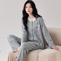 玛伦萨 210g微绒睡衣女士秋冬长袖长裤套装柔软厚实95%棉家居服女