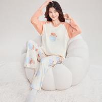 玛伦萨 睡衣女春秋长袖长裤套装亲肤家居服可外穿