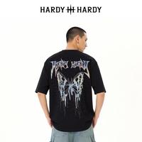 HARDY HARDY 夏季镭射反光印花散钻纯棉情侣体恤圆领短袖中性风男女式同款T恤