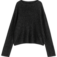 TOYOUTH/初语 慵懒珠片 女士针织衫 黑色 S
